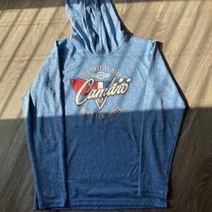 Vintage  GM Camaro  Built for speed long sleeve hoodie blue /grey. Sz M